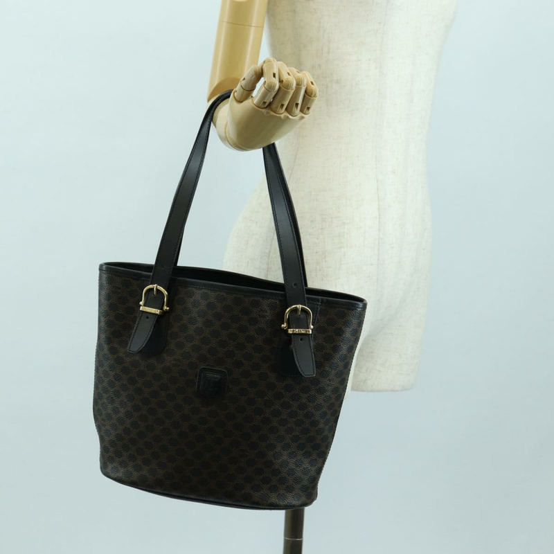 【日本直送】CELINE Macadam帆布托特包 PVC皮革 黑色金色 Auth am11378V-23