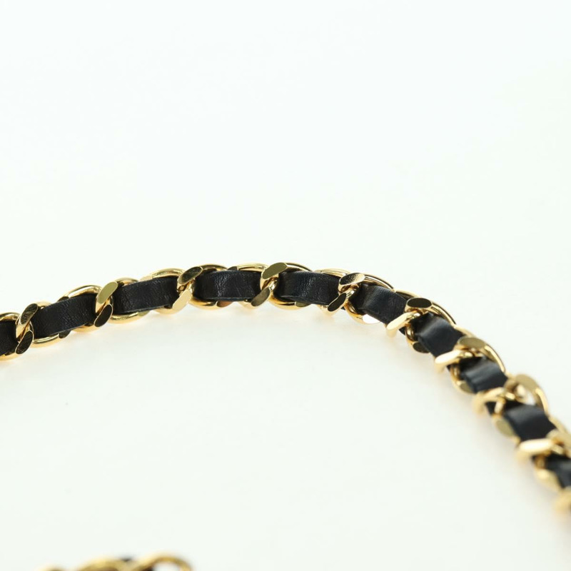 【日本直送】香奈兒 (CHANEL) 絎縫鏈條肩背包，羊皮材質，黑色，金色雙C標誌，正品編號 175888SAV-7