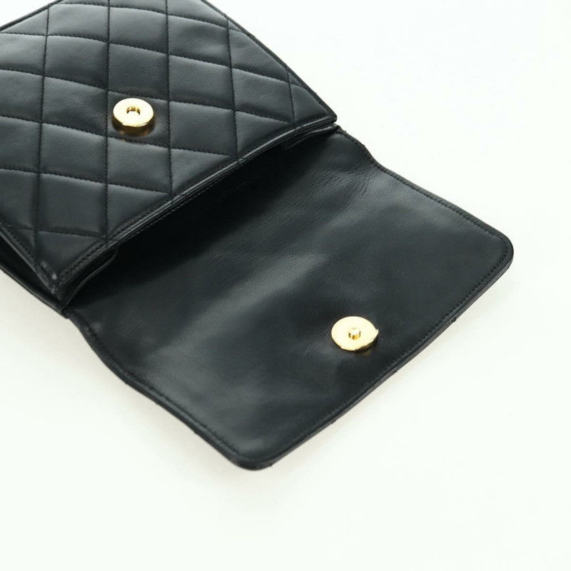 【日本直送】香奈兒 (CHANEL) 絎縫鏈條肩背包，羊皮材質，黑色，金色雙C標誌，正品編號 175888SAV-9