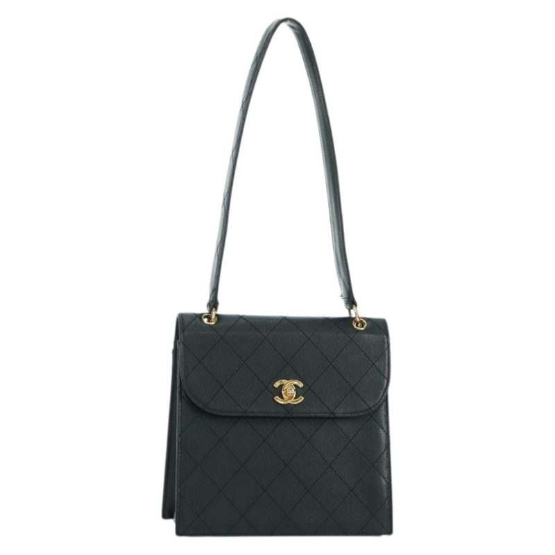 【日本直送】香奈兒 (CHANEL) Matelasse 單肩包，魚子醬紋皮革，黑色，金色雙C標誌，正品編號 175887SAV-0