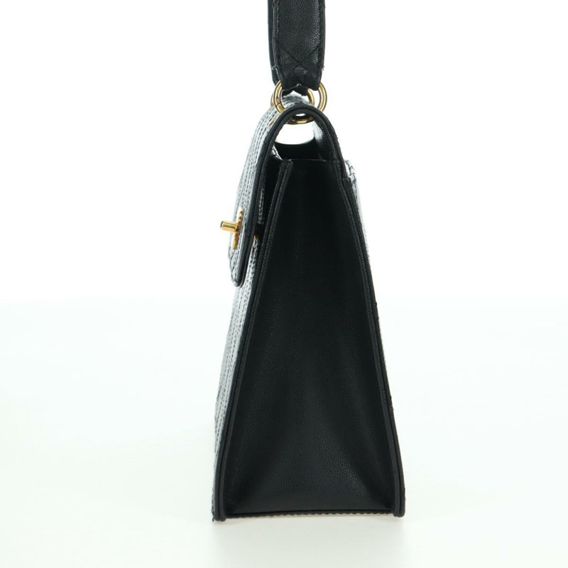 【日本直送】香奈兒 (CHANEL) Matelasse 單肩包，魚子醬紋皮革，黑色，金色雙C標誌，正品編號 175887SAV-2