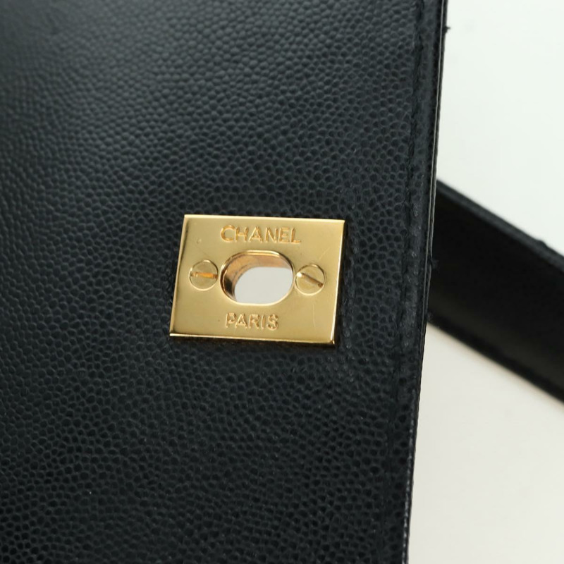 【日本直送】香奈兒 (CHANEL) Matelasse 單肩包，魚子醬紋皮革，黑色，金色雙C標誌，正品編號 175887SAV-9