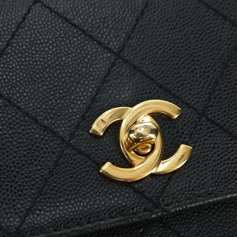 【日本直送】香奈兒 (CHANEL) Matelasse 單肩包，魚子醬紋皮革，黑色，金色雙C標誌，正品編號 175887SAV-16