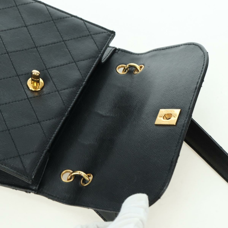【日本直送】香奈兒 (CHANEL) Matelasse 單肩包，魚子醬紋皮革，黑色，金色雙C標誌，正品編號 175887SAV-17
