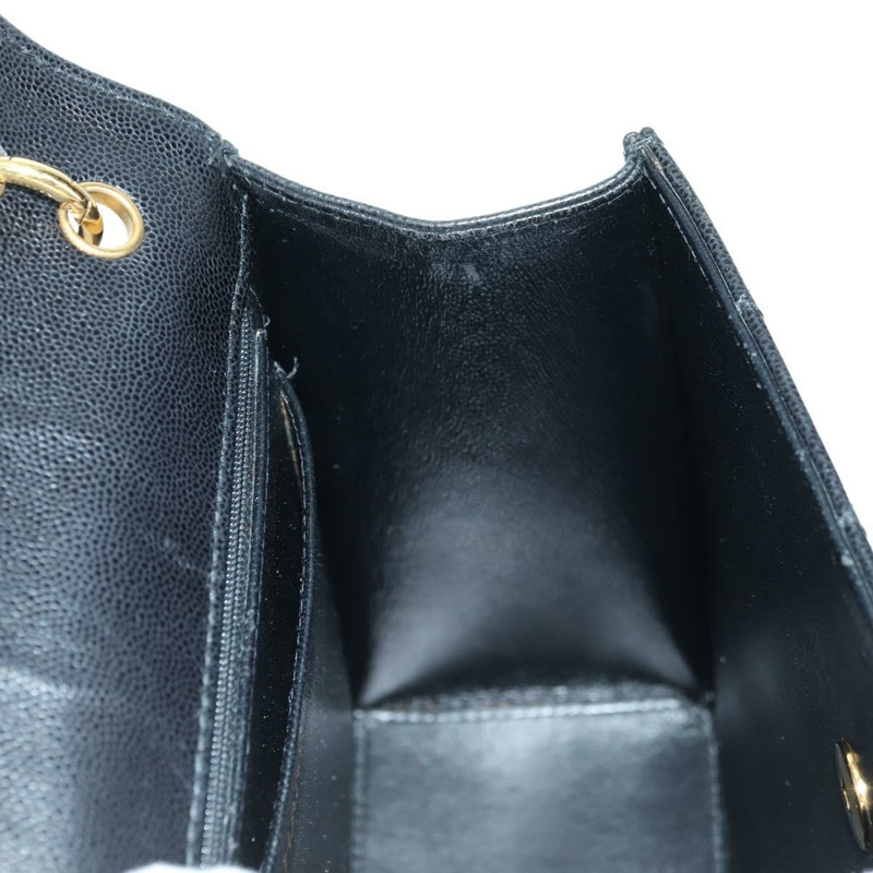 【日本直送】香奈兒 (CHANEL) Matelasse 單肩包，魚子醬紋皮革，黑色，金色雙C標誌，正品編號 175887SAV-20