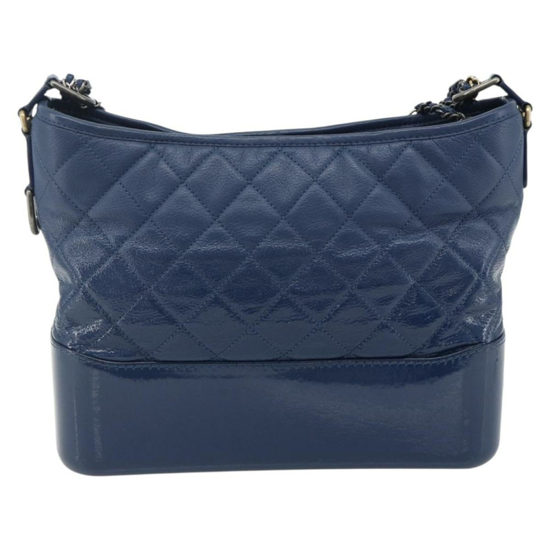 【日本直送】香奈兒 (CHANEL) 鏈 Gabriel De Chanel 包，魚子醬皮，藍色，金色 CC 標誌，正品 ka4104SAV-1