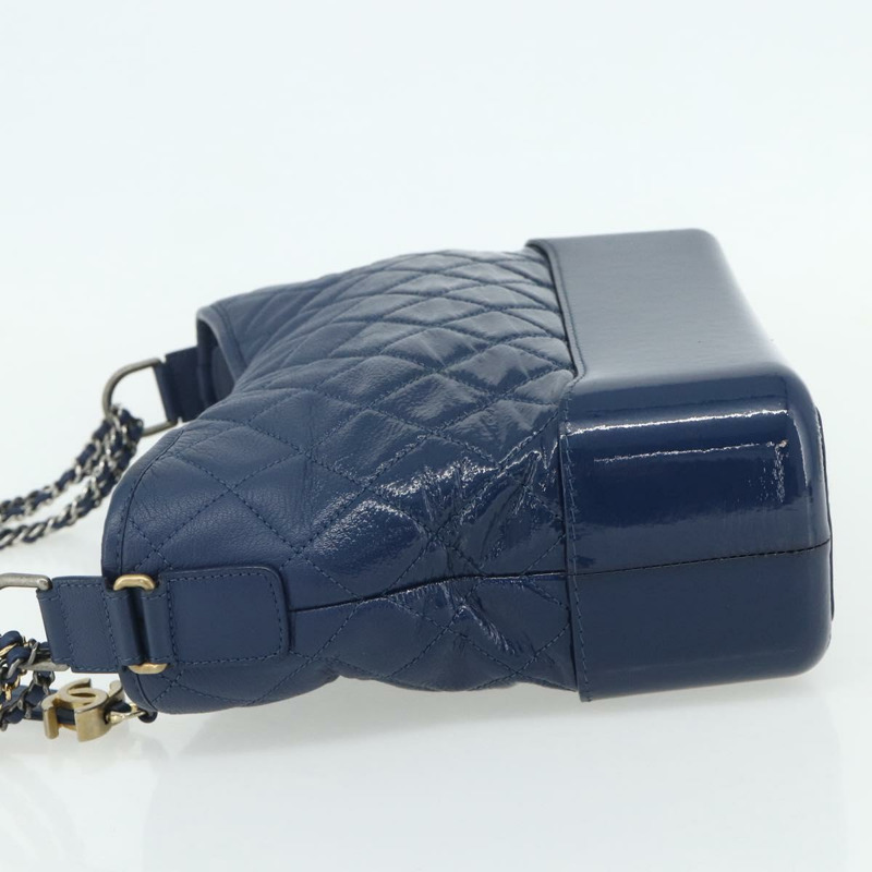 【日本直送】香奈兒 (CHANEL) 鏈 Gabriel De Chanel 包，魚子醬皮，藍色，金色 CC 標誌，正品 ka4104SAV-2