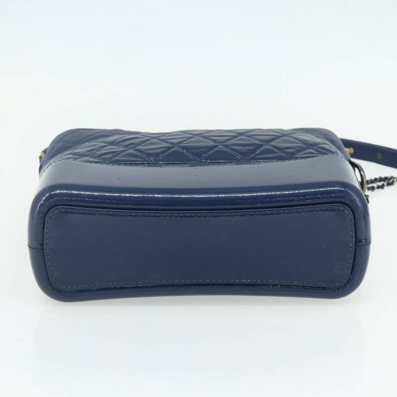 【日本直送】香奈兒 (CHANEL) 鏈 Gabriel De Chanel 包，魚子醬皮，藍色，金色 CC 標誌，正品 ka4104SAV-4