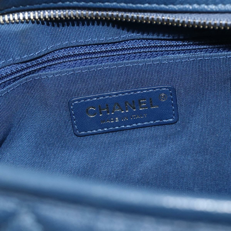 【日本直送】香奈兒 (CHANEL) 鏈 Gabriel De Chanel 包，魚子醬皮，藍色，金色 CC 標誌，正品 ka4104SAV-17