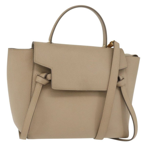 CELINE 腰包 手提包 皮革 兩用 米色 金色 正品 ep14314