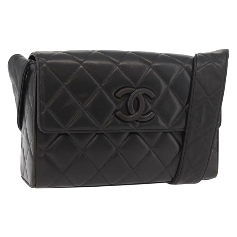 【日本直送】香奈兒 (CHANEL) Matelasse 羊皮單肩包，黑色，金色雙C標誌，正品編號 175105SAV-0