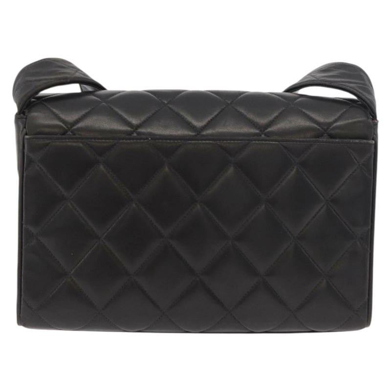 【日本直送】香奈兒 (CHANEL) Matelasse 羊皮單肩包，黑色，金色雙C標誌，正品編號 175105SAV-1