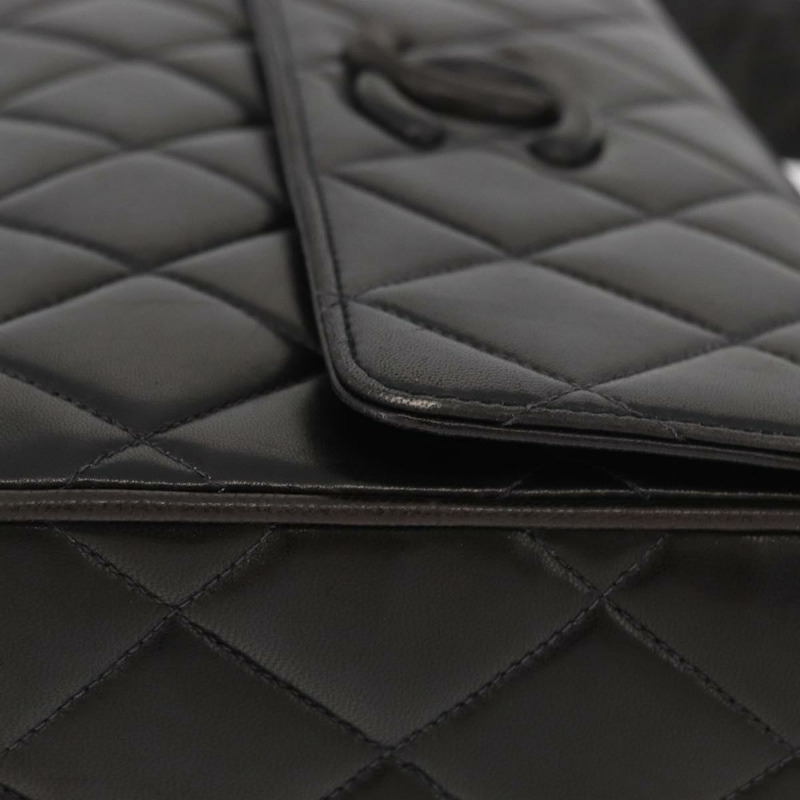 【日本直送】香奈兒 (CHANEL) Matelasse 羊皮單肩包，黑色，金色雙C標誌，正品編號 175105SAV-3