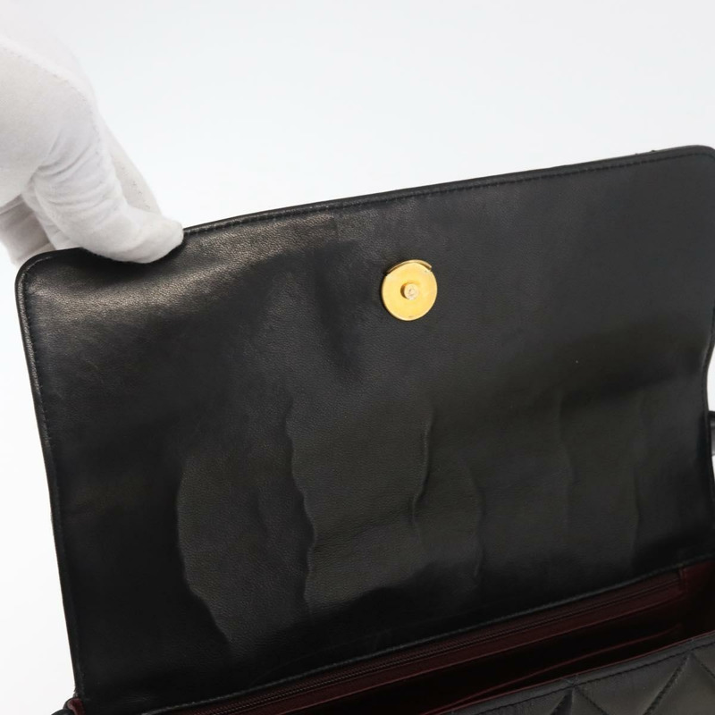 【日本直送】香奈兒 (CHANEL) Matelasse 羊皮單肩包，黑色，金色雙C標誌，正品編號 175105SAV-8