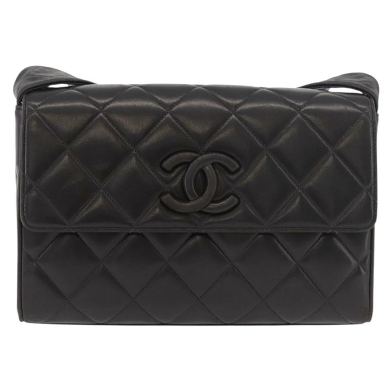 【日本直送】香奈兒 (CHANEL) Matelasse 羊皮單肩包，黑色，金色雙C標誌，正品編號 175105SAV-12