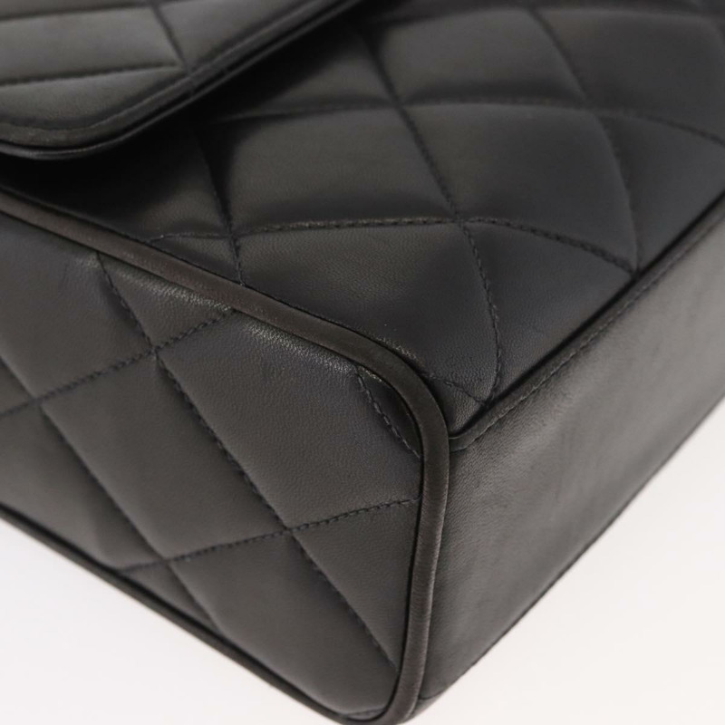 【日本直送】香奈兒 (CHANEL) Matelasse 羊皮單肩包，黑色，金色雙C標誌，正品編號 175105SAV-14