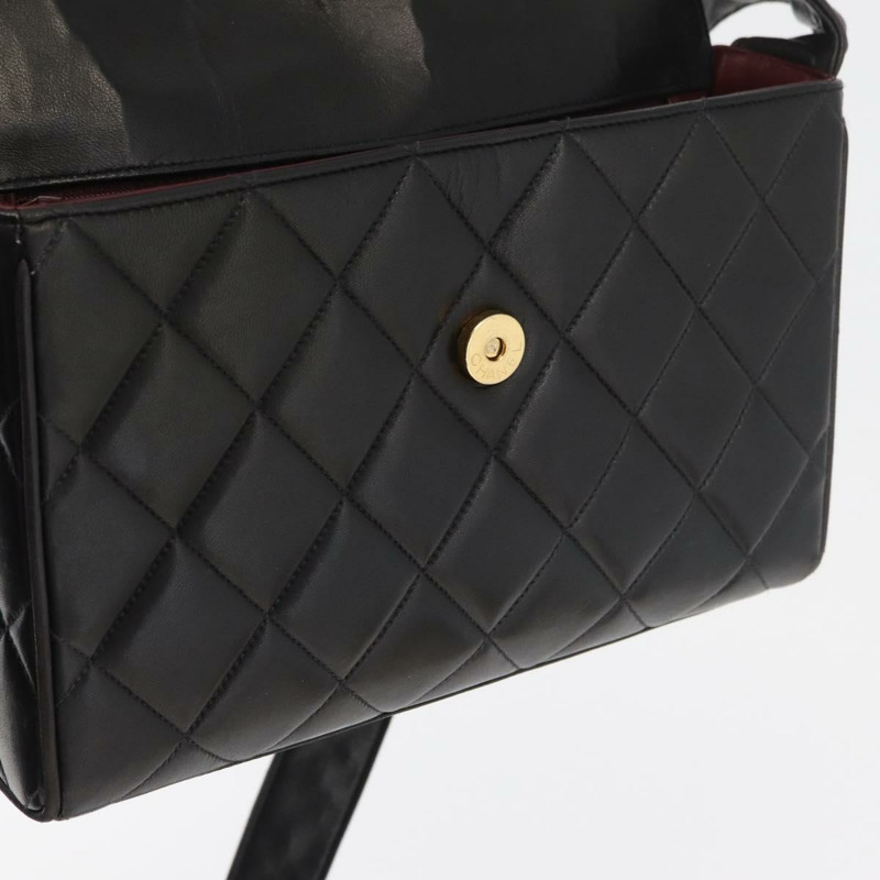 【日本直送】香奈兒 (CHANEL) Matelasse 羊皮單肩包，黑色，金色雙C標誌，正品編號 175105SAV-20