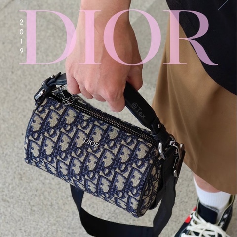 Dior迪奧Oblique刺繡老花圓筒包單肩斜挎包👜