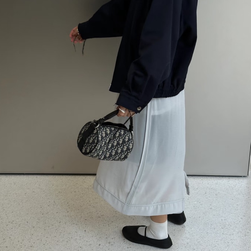 Dior迪奧Oblique刺繡老花圓筒包單肩斜挎包👜-4