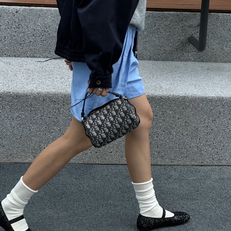 Dior迪奧Oblique刺繡老花圓筒包單肩斜挎包👜-5