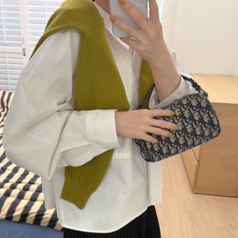 Dior迪奧Oblique刺繡老花圓筒包單肩斜挎包👜-9