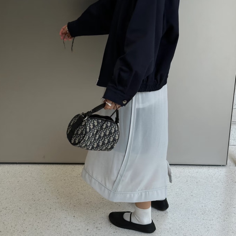 Dior迪奧Oblique刺繡老花圓筒包單肩斜挎包👜-19