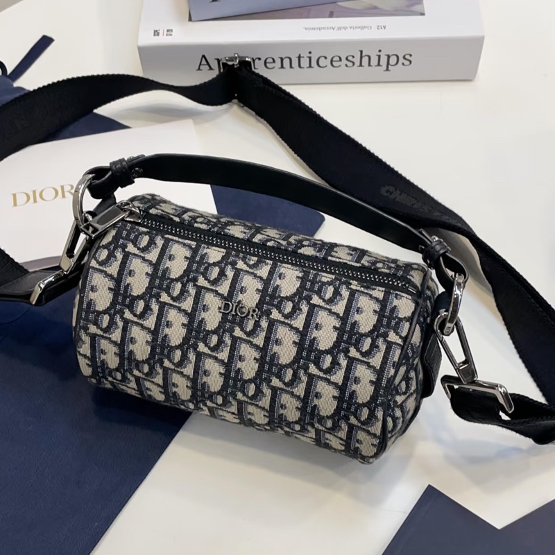 Dior迪奧Oblique刺繡老花圓筒包單肩斜挎包👜-25