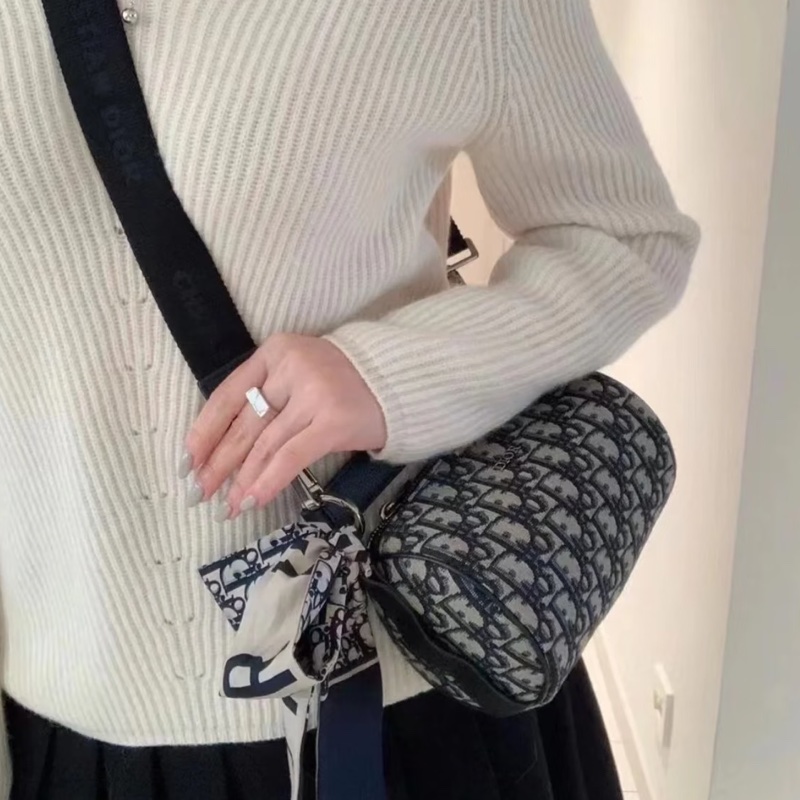 Dior迪奧Oblique刺繡老花圓筒包單肩斜挎包👜-26