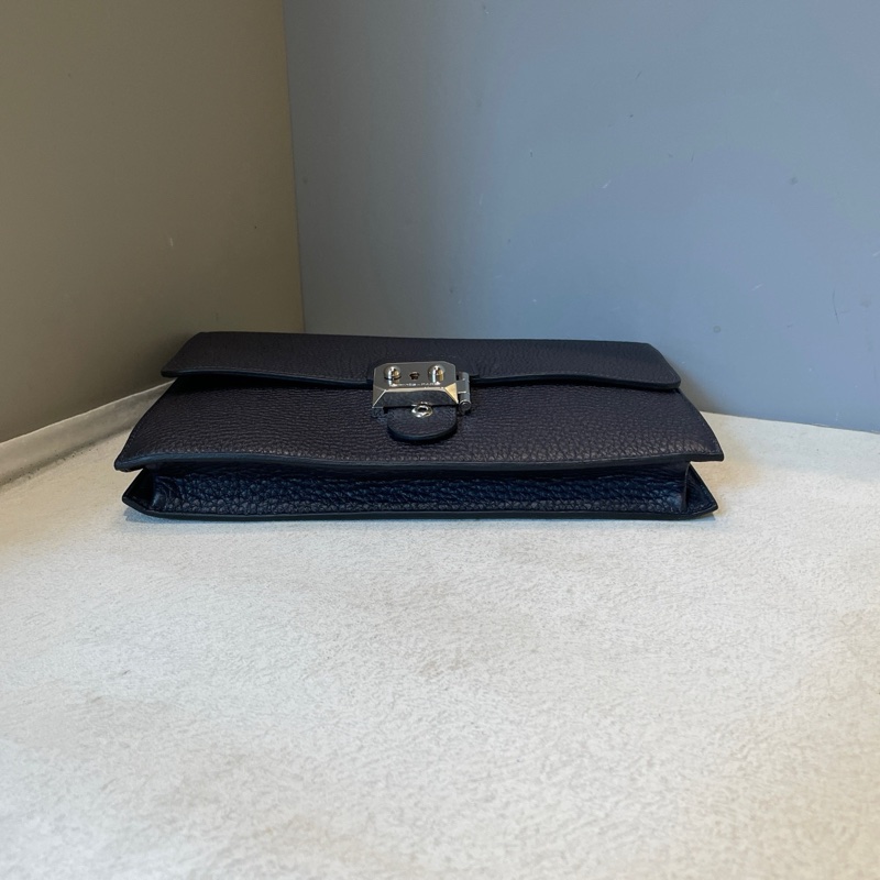 Hermes/愛馬仕 藍黑色銀扣sac a depeches手拿包-5