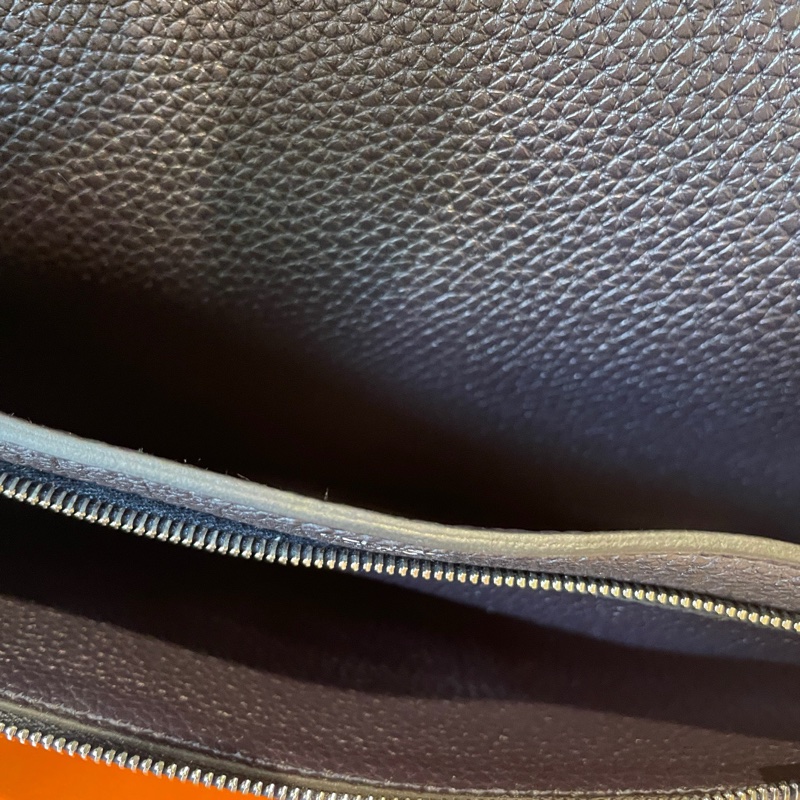 Hermes/愛馬仕 藍黑色銀扣sac a depeches手拿包-6