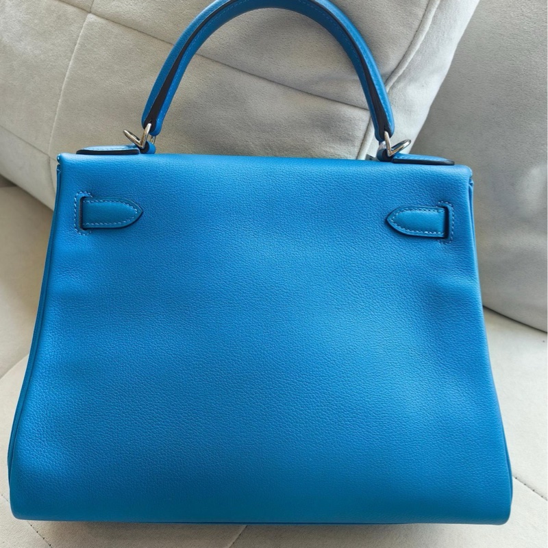 Hermes kelly28愛馬仕T7水妖藍 銀扣-2
