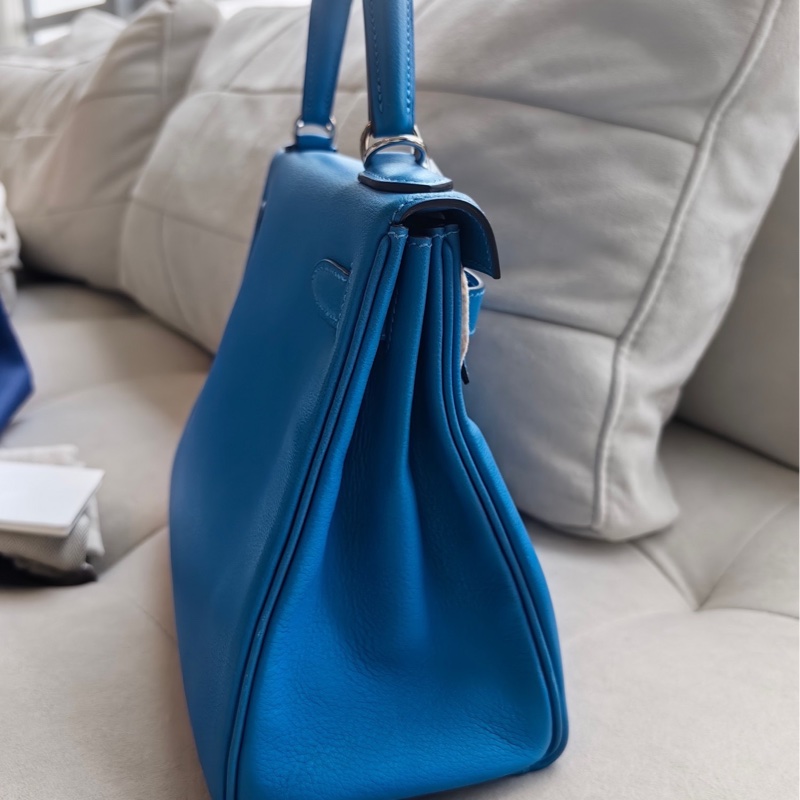Hermes kelly28愛馬仕T7水妖藍 銀扣-3