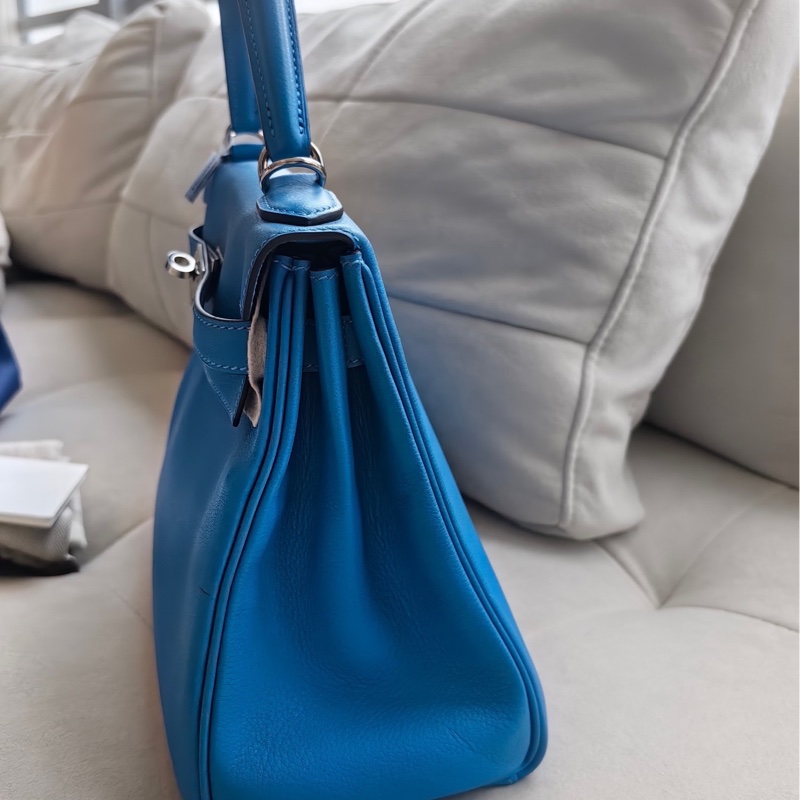Hermes kelly28愛馬仕T7水妖藍 銀扣-4