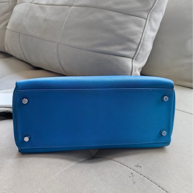 Hermes kelly28愛馬仕T7水妖藍 銀扣-6