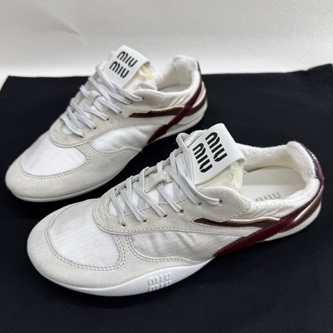 MIU MIU繆繆 Gymnasium 織物絨面革 米白色  36.5碼