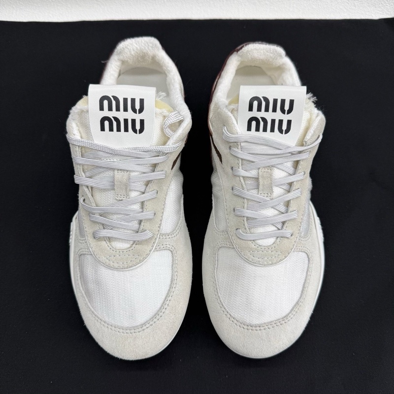 MIU MIU繆繆 Gymnasium 織物絨面革 米白色  36.5碼-1