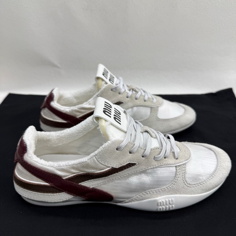 MIU MIU繆繆 Gymnasium 織物絨面革 米白色  36.5碼-3