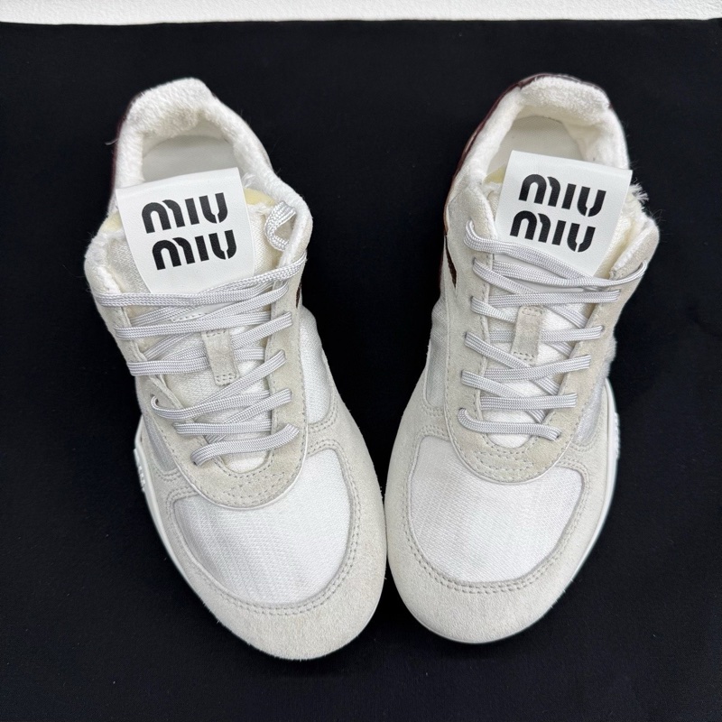 MIU MIU繆繆 Gymnasium 織物絨面革 米白色  36.5碼-8