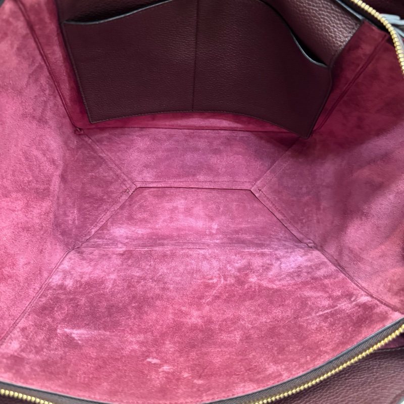 Celine賽琳 荔枝紋牛皮紫色 tri fold蝙蝠包98新-8