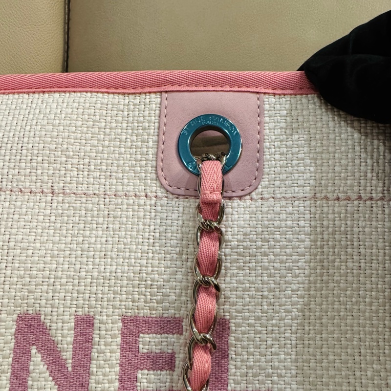 Chanel 香奈兒 粉色沙灘包/托特包/小號/保卡款/全新閒置美品-1