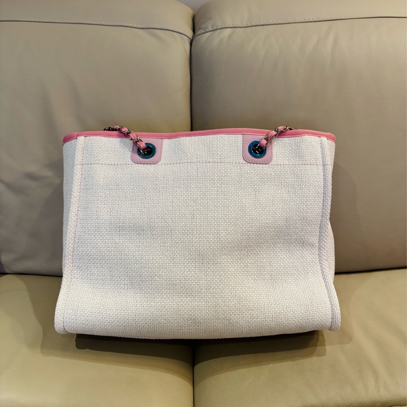 Chanel 香奈兒 粉色沙灘包/托特包/小號/保卡款/全新閒置美品-4