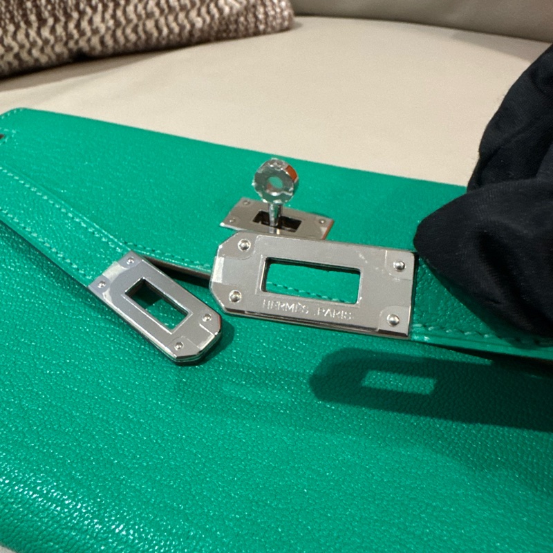 Hermes 愛馬仕 Kelly 長夾/WOC/薄荷綠銀釦/98新美品-4