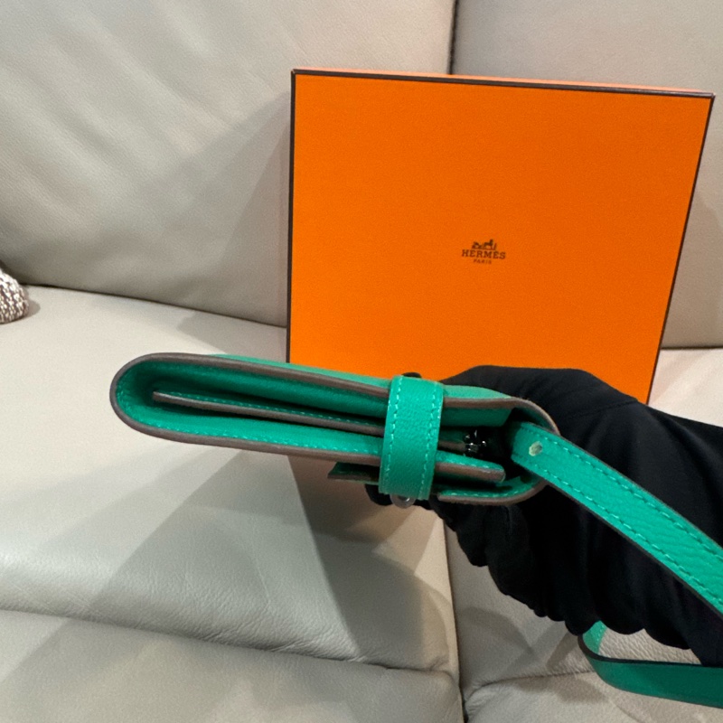 Hermes 愛馬仕 Kelly 長夾/WOC/薄荷綠銀釦/98新美品-8