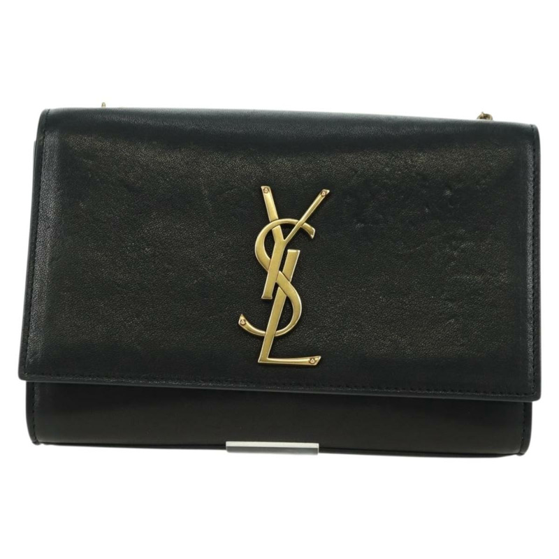 【日本直送】SAINT LAURENT 鏈條單肩包 皮革 黑色 金色 正品 175895SAM-12