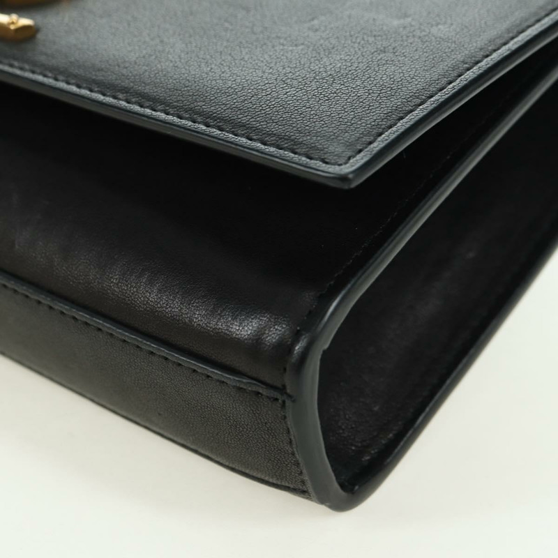 【日本直送】SAINT LAURENT 鏈條單肩包 皮革 黑色 金色 正品 175895SAM-13