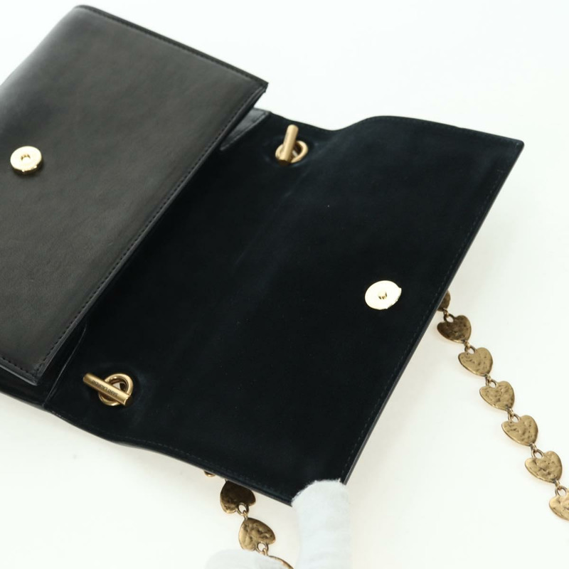 【日本直送】SAINT LAURENT 鏈條單肩包 皮革 黑色 金色 正品 175895SAM-17