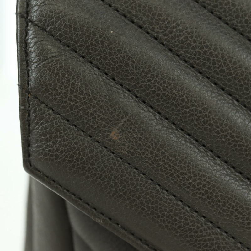 【日本直送】SAINT LAURENT 鏈條單肩包 皮革 灰色 銀色 正品 BA12267SAV-1