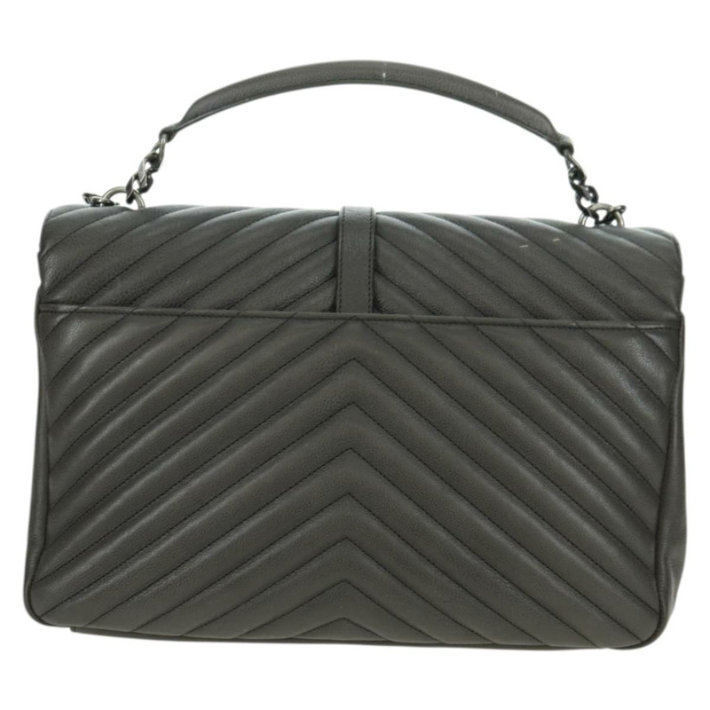 【日本直送】SAINT LAURENT 鏈條單肩包 皮革 灰色 銀色 正品 BA12267SAV-2