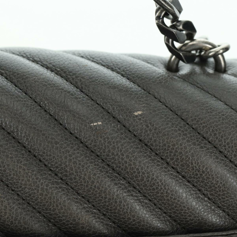 【日本直送】SAINT LAURENT 鏈條單肩包 皮革 灰色 銀色 正品 BA12267SAV-3