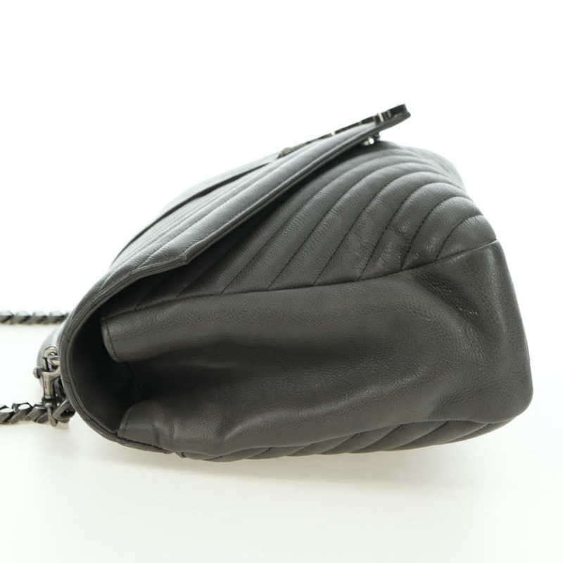 【日本直送】SAINT LAURENT 鏈條單肩包 皮革 灰色 銀色 正品 BA12267SAV-4